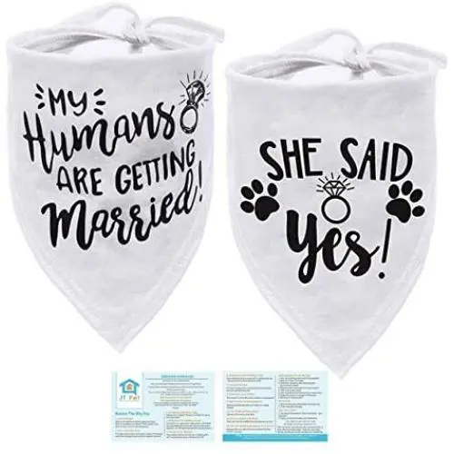 JT Pet My Humans are Getting Married & She Said Yes Dog Wedding Bandana Dog of Honor Dog Wedding Attire Puppy, Dog Handkerchiefs - Wedding Dog Bandana - Dog Engagement Announcement - Save The Date JT Pet My Humans are Getting Married & She Said Yes Dog Wedding Bandana Dog of Honor Dog Wedding Attire Puppy, Dog Handkerchiefs - Wedding Dog Bandana - Dog Engagement Announcement - Save The Date