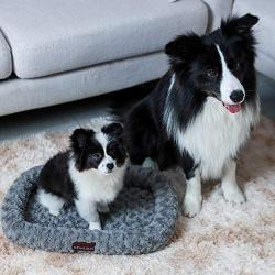 KEMULUS 20''/28''/35'' Padded Bolster Dog Crate Bed for Small Medium Large Dogs Self Warming Dog Pillow Bed Anti Slip Plush Pet Crate Pads for Cats and Dogs Mattress Sleeping Kennel Pads