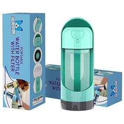 JP PRODUCTS New Portable Dog Water Bottle with Filter, Lightweight, Leak Proof, Pet Travel Water Bottle for Dogs with Drinking Feeder