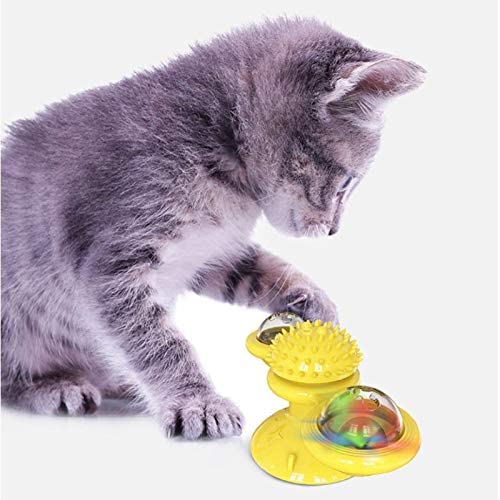 GenericBrands Windmill Cat Toy Turntable Teasing Pet Toy Scratching Tickle Cats Hair Brush Funny