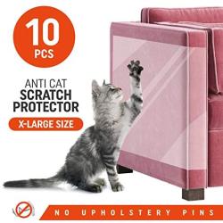 WetNose Anti Cat Scratch Deterrent Furniture Protectors, 10 Sheets, Double Sided Tape for Sofa, Couch, Chair or Beds, Invisible Training Guard for Pets, 12 x 17 Inch Each