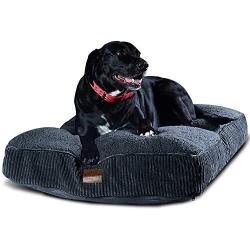 Floppy Dawg Extra Large Dog Bed with Removable, Machine Washable Cover and Waterproof Liner. Classic Pillow Stuffed with Orthopedic Memory Foam Blend. Made for Big Dogs up to 100 Pounds or More.