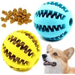Youngever 2 Pack Dog Ball Toys for Pet Tooth Cleaning, Chewing, Fetching, IQ Treat Ball Food Dispensing Toys