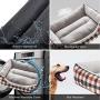 HZBOYA Self-Warming Pet Bed for Small Dogs and Cats Plaid Rectangle Nest Square House Enjoy Sleep, Machine Washable Sofa Cover Red Black Check
