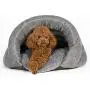 PLS Birdsong The Original Cuddle Pouch Pet Bed (Small), Dog Cave, Covered Hooded Pet Bed, Cosy, for Burrower Cats and Dogs, Gray