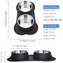 Easeurlife Stainless Steel Dog Bowl Set 2 x 38oz No Spill/Non-Skid Silicone Mat Double Pet Bowls Set for Medium Dogs, Each Bowl About 1100ml Black