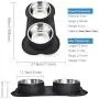 Easeurlife Stainless Steel Dog Bowl Set 2 x 38oz No Spill/Non-Skid Silicone Mat Double Pet Bowls Set for Medium Dogs, Each Bowl About 1100ml Black