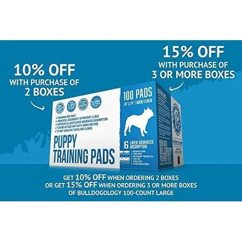 Bulldogology Premium Puppy Pee Pads with Adhesive Sticky Tape (24x24