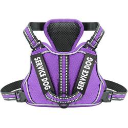 Service Dog Harness with 4pcs Free Labels, Adjustable No Pull Dog Vest with Nylon Handle - Upgrade Fabric 3M Reflective & Breatheable Easy On and Off Safety Pet Halters - No More Pulling or Choking