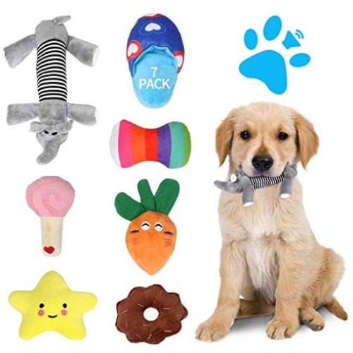 Dog Toys For Small Dogs, 7 Pack Squeaky Plush Dog Toy, Soft Puppy Chew Toys Bulk Dog Teething Toy, Cute Durable Stuffed Dog Toy Small Medium Dog Pet Supplies, Dog Owner Gifts,Pet Gifts For Dogs Owners