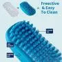 5 in 1 Pet Grooming Shower Brush Washing Kit | Dog Hair Removal Gloves | Self Cleaning Slicker Brush for Dogs & Cats | Absorbent Pet Bath Towel | Pet Finger Toothbrush | Dog and Cat Foot Washing Cup