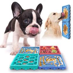 Chekue Dog Lick Pad and Slow Feeder Mat - Lick Mat for Pet Bathing, Dog Grooming Distraction and Dog Training (Square 4 Pcs)