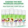 TropiClean Waterless Shampoos for Pets - Made in USA - No Rinse - Apply, Brush and Dry - Naturally Derived Ingredients - Soap Free - Great for Parks, Beaches, Hikes and Road Trips