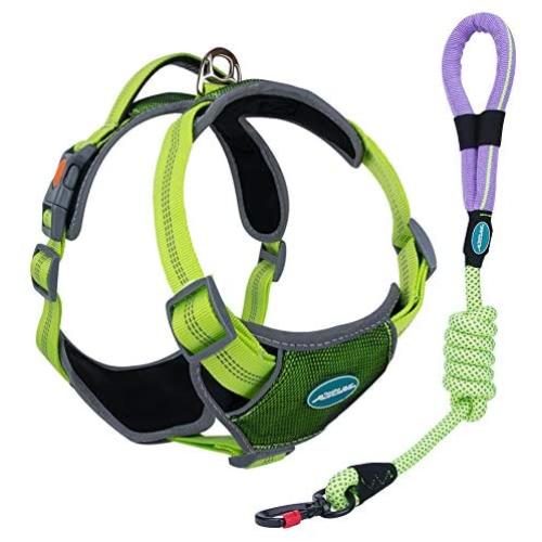 ThinkPet Upgraded Comfortable Dog Harness - Full Adjustable Reflective Vest Harness with Control Handle, Neoprene Padded Dog Vest, Unique Design Outdoor Nylon Harness