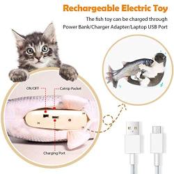 WONDAY Floppy Fish Cat Toy-Interactive Cat Toy-Realistic Plush Simulation Fish Cat Toy-Electric Fish Catnip Toys- Funny Pets Chew Bite Supplies for Cat, Kitty, Puppy, Kitten