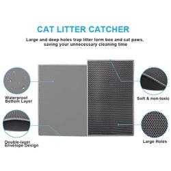 Pieviev Cat Litter Mat Anti-Tracking Litter Mat, 30'' X 24'' Inch Honeycomb Double Layer Waterproof Urine Proof Trapping Mat for Litter Boxes, Large Size Easy Clean Scatter Control (Scoop Included)