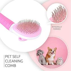 PETPOPO 2 Colors Pet Grooming Brush,One Button to Self Cleaning,Round Head Steel Needle with Strong Flexibility,Fits The Hair And Promotes Blood Circulation,Sicker Brush,for Dog and Cat and Small Pets