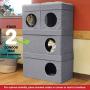 Kitty City Large Stackable Tan Cat Condo, Cat Cube, Cat House, Pop Up Bed, Cat Ottoman