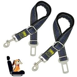 ANNTU Dog Seatbelt, 2Pcs Dog seat Belt, car Dog seat Belts-with Denim Cloth for Your Dogs