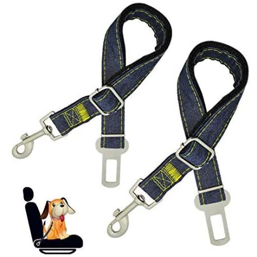 ANNTU Dog Seatbelt, 2Pcs Dog seat Belt, car Dog seat Belts-with Denim Cloth for Your Dogs