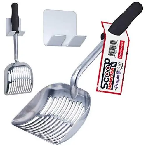 iPrimio Monster Cat Litter Scooper with 17 Inch Long Handle and Soft Grip - Sturdy Extra Large Deep Shovel Scoop - Great for Sore Hands