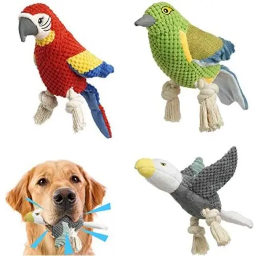 Plush Dog Toys, Interactive Stuffed Dog Toys with Crinkle Paper, Durable Squeaky Chew Toys for Puppy Small Medium Dogs, Cute Dog Toys