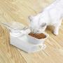 Legendog Cat Food Bowls, Double Cat Bowls Elevated Cat Bowls Raised Cat Bowls, 15° Tilted Elevated Cat Bowls to Protect The Neck for Cat and Small Dog (White&Clear)