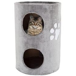 PETMAKER Cat Condo 2 Story Double Hole with Scratching Surface, 14'' x 20.5'', Gray (80-PET5080)
