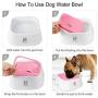 TagME Dog Dripless Water Bowl, Anti-Splash Pet Bowls, Eco-Friendly Material, No-Slip Pet Water Bowls, Healthy & Dishwasher Safe,35 OZ Pink