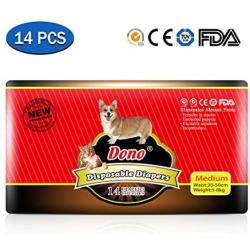 Dono Disposable Pet Diapers Female Dogs 2018 Super Absorbent Soft Heating Pee Diapers Liners XXS-M, Including 14-20count Puppy Diapers Dogs Cats