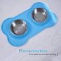 UPSKY Dog Cat Bowls Stainless Steel Double Dog Food and Water Bowls with No-Spill No-Skid Silicone Mat, Pet Feeder Bowls Small Puppy Bowl for Small Dogs Cats
