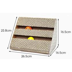 ZHAS Cat Scratcher Ramp, Inclined Corrugated Cardboard Scratching Pad with Built-in Bell Ball and Organic Catnip Triangle Structure Used for Cats Decompression,Brown