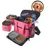 Dog Travel Bag - Week Away Tote for Med and Large Dogs - Includes Bag, 2 Lined Food Carriers, Placemat, and 2 Collapsible Bowls