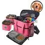 Dog Travel Bag - Week Away Tote for Med and Large Dogs - Includes Bag, 2 Lined Food Carriers, Placemat, and 2 Collapsible Bowls