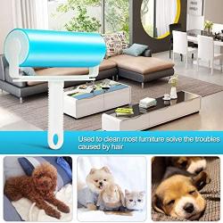 Pet Hair Remover & Lint Roller, Remove Dog, Cat Hair, and Fuzz from Furniture, Carpets, Bedding, Clothing, and More. (1L+2s) (Blue)