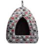 Hollypet Self-Warming 2 in 1 Foldable Comfortable Triangle Cat Bed Tent House, Gray Dog