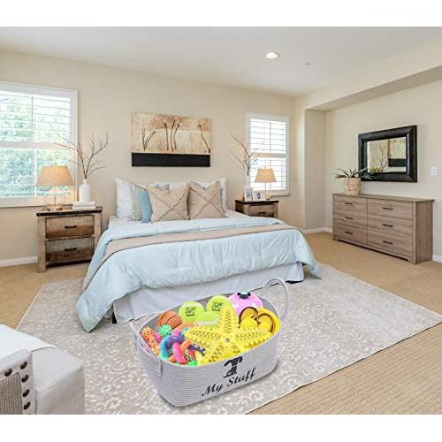 Geyecete Dog Dog Toy Basket Storage Cotton Rope Storage Basket Pet/Doy Toy Box Dog Storage Basket Basket Dog Toy Storage Basket-Dog