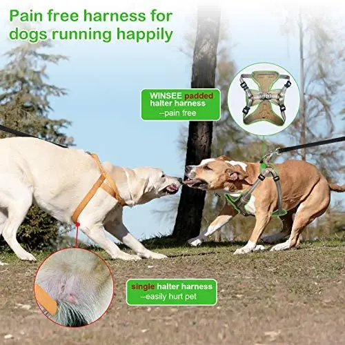 WINSEE Dog Harness and Collar Set for Large Dogs, Reflective Adjustable