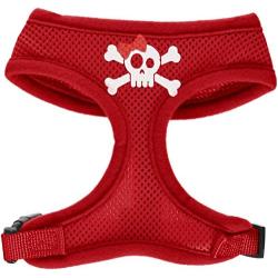 Mirage Pet Products Skull Bow Screen Print Soft Mesh Dog Harnesses, Large, Red