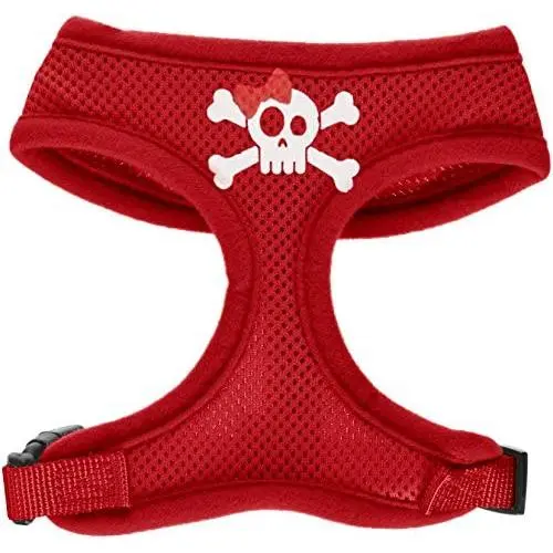 Mirage Pet Products Skull Bow Screen Print Soft Mesh Dog Harnesses, Large, Red Mirage Pet Products Skull Bow Screen Print Soft Mesh Dog Harnesses, Large, Red
