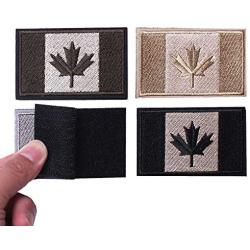 4 Pieces Canadian Flag Patches, Assorted Canada Maple Leaf 2x3 Inch Hook Loop for Backpacks Hats Jackets