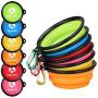 AGECASH A Collapsible Dog Bowl for Travel, 6 Pack Portable Silicone Pet Bowl, Expandable for Cat Dog Water Bowl Dish Feeding, Portable Dog Bowl with Carabiners for Walking Parking