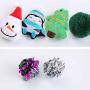 ocijf179 Pet Toy 10Pcs Cat Toy Christmas Pattern Ring Paper Ball Bell Kitten Toy Pet Supplies - 10 Pcs