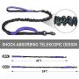 Short Dog Leash with Padded Handle, Bungee Dog Leash Shock Absorbing, Nylon Reflective Pet Leashes for Walking, Dog Lead for Medium & Large Dogs