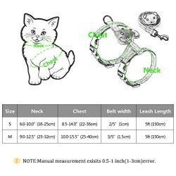Forestpaw Cute Cat Halter Harness with Matching Leash,Escape Proof Adjustable Soft Canvas Strap and Long Leash for Cat Kitten Interaction and Outdoor Walking