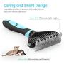 VavoPaw Pet Dematting Comb, Stainless Steel Grooming Dematting Rake Comb Grooming Deshedding Comb Tool for Dogs Cats, Removing Loose Undercoats, Mats, Tangled Hairs and Knots, Black + Blue