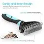 VavoPaw Pet Dematting Comb, Stainless Steel Grooming Dematting Rake Comb Grooming Deshedding Comb Tool for Dogs Cats, Removing Loose Undercoats, Mats, Tangled Hairs and Knots, Black + Blue VavoPaw Pet Dematting Comb, Stainless Steel Grooming Dematting Rake Comb Grooming Deshedding Comb Tool for Dogs Cats, Removing Loose Undercoats, Mats, Tangled Hairs and Knots, Black + Blue