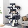 IBUYKE 63'' Cat Tree Tower for Large Cats Play Furniture Cat Condo with Sisal Scratching Posts&Board, Cat Hammock Basket, Dangling Balls, Smoke Gray, Light Gray, Beige UCT021
