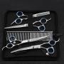 Pet Grooming Scissors Set, Professional 5 Pieces Stainless Steel Pet Trimmer Kit Used for Dog or Cat with 7.5-inch Cutting Scissors, Thinning Shear, Curved Scissors, Grooming Comb