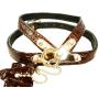 Luxury Brown Real Leather Dog Harness for Toy Breeds with Stud X-Small. Fits for 10''-14'' Chest.